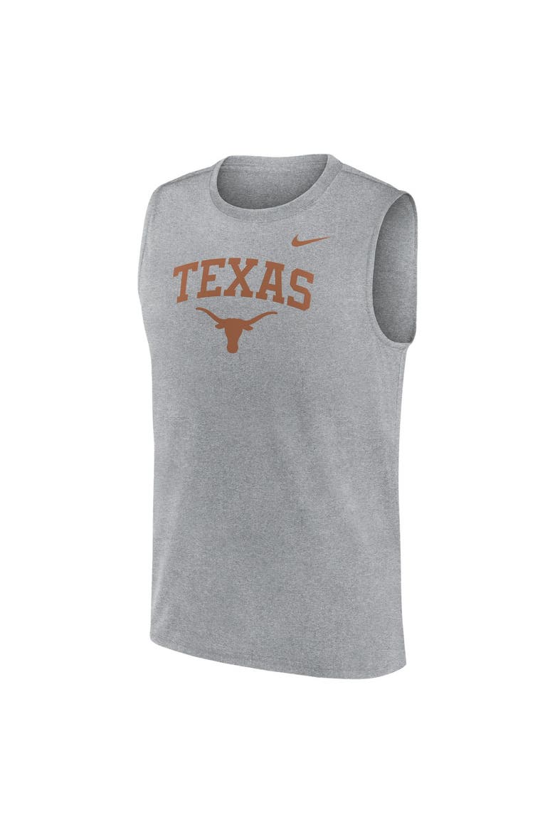 Men's Nike Heather Gray Texas Longhorns Primetime Legend Arch Dri-FIT Muscle Tank Top, Alternate, color, Heather Gray