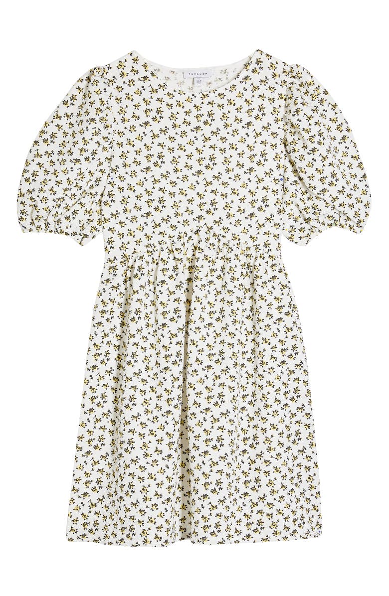 Topshop Ditsy Floral Puff Sleeve Babydoll Minidress, Alternate, color, 