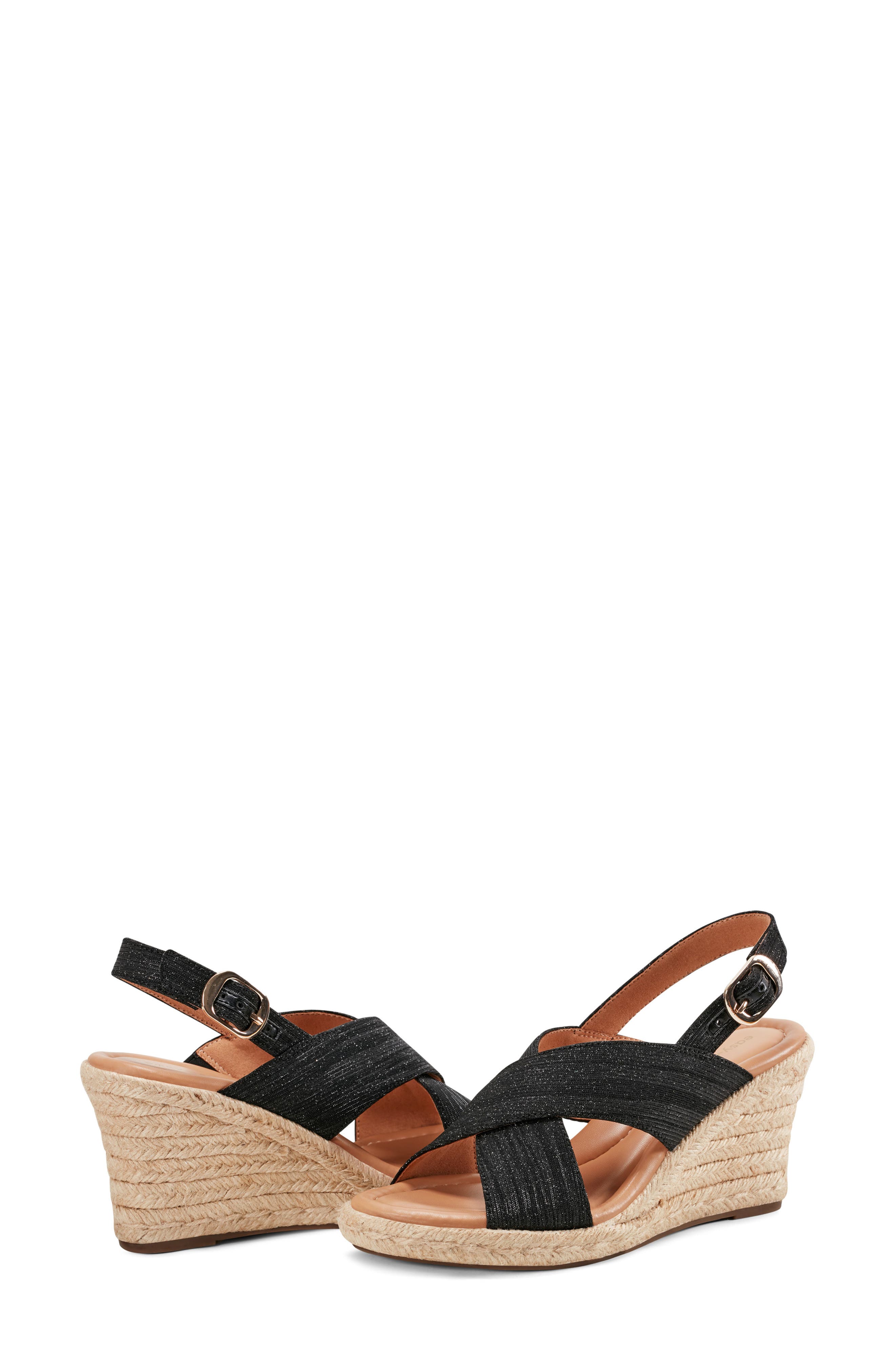 Easy Spirit Ariane Espadrille Slingback Platform Wedge Sandal, Alternate, color, Black