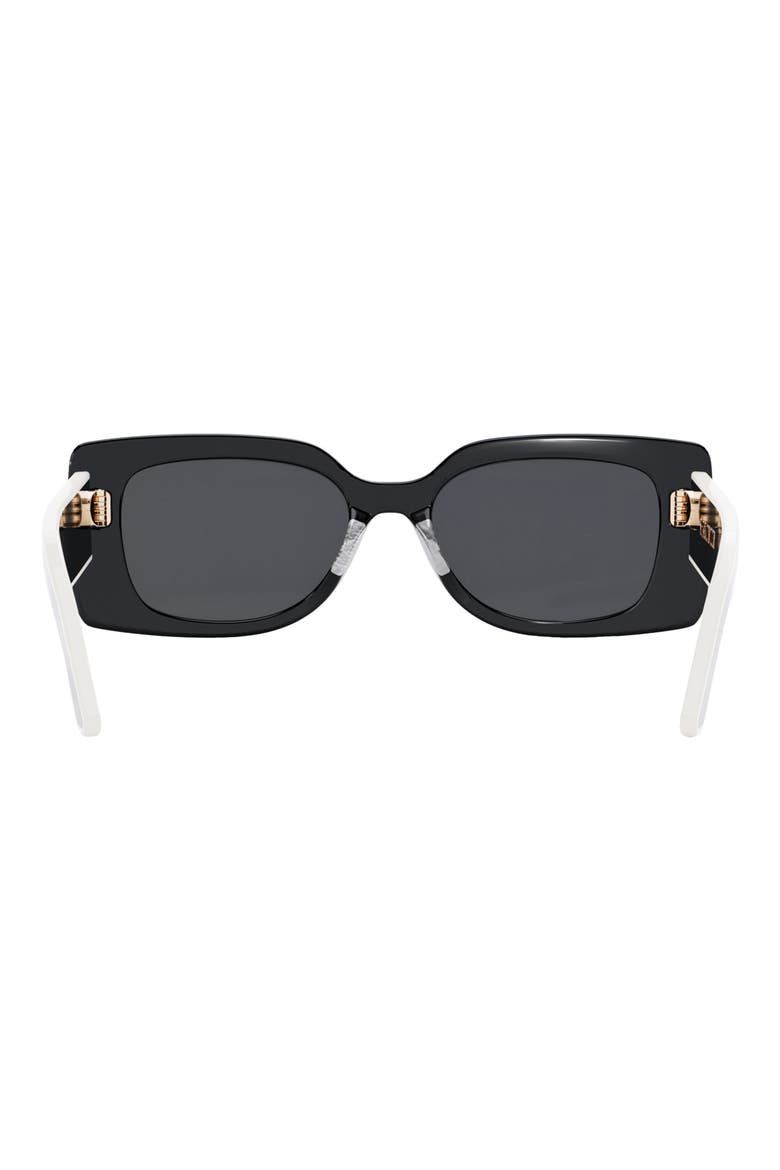 'DiorPacific S1U 53mm Rectangular Sunglasses, Alternate, color, SHINY BLACK / SMOKE