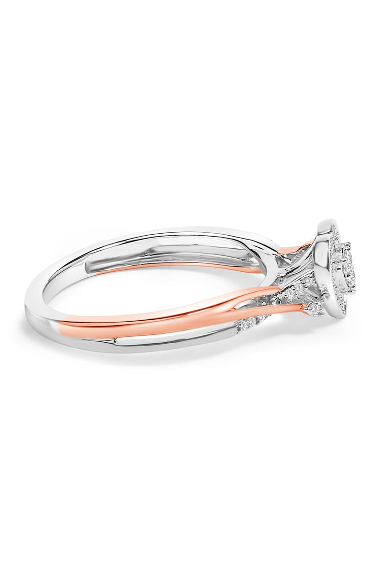 14K Rose Gold Plated Sterling Silver 1/10 Cttw Diamond Heart Motif Ring, Alternate, color, White Gold over Silver