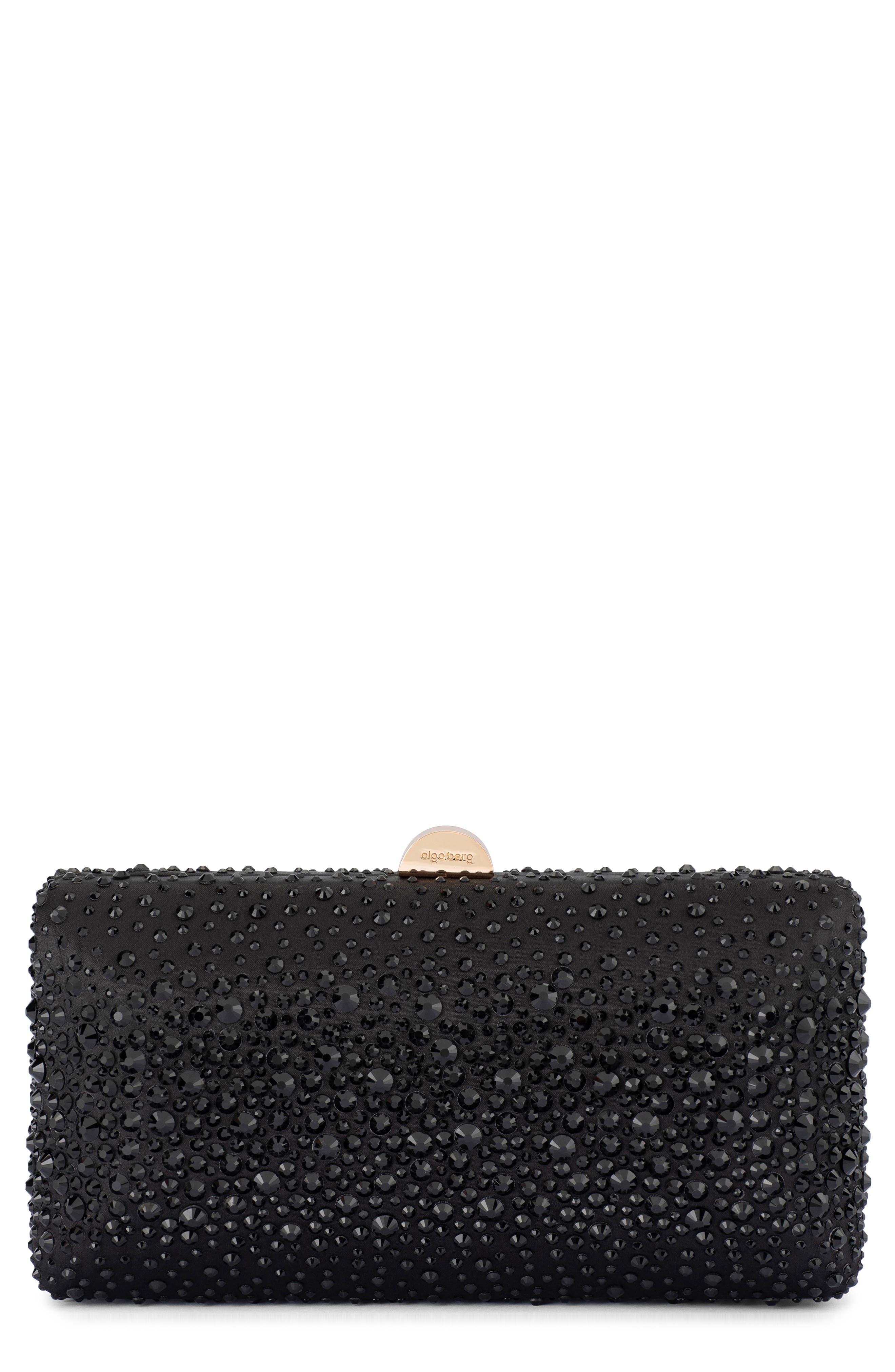 Olga Berg Kira Hotfix Frame Clutch, Main, color, Black