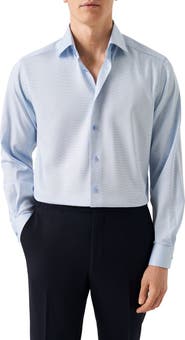 Eton Contemporary Fit Blue Micropattern Cotton Dobby Dress Shirt