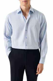 Eton Contemporary Fit Blue Micropattern Cotton Dobby Dress Shirt