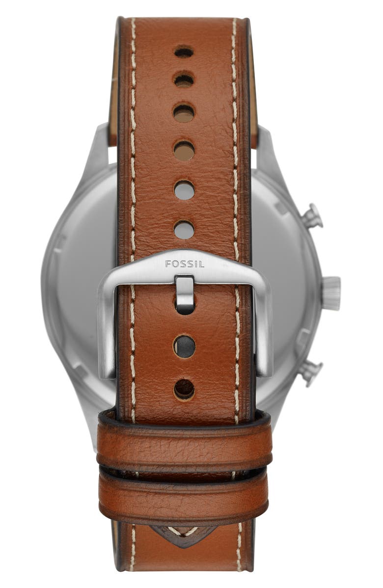 Fossil Forrester Chronograph Leather Strap Watch, 46mm, Alternate, color,