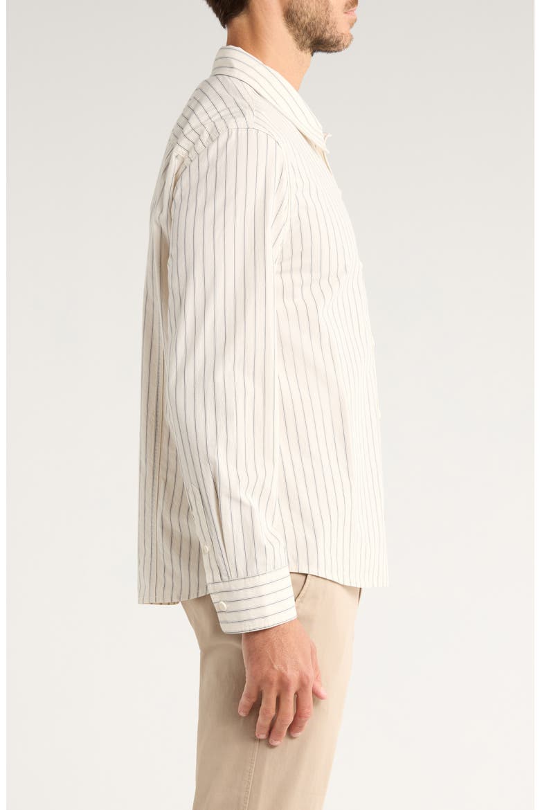 Stripe Cotton Poplin Button-Up Shirt, Alternate, color, NATURAL