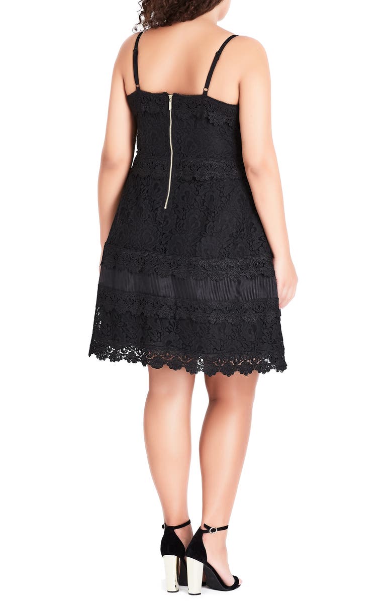 City Chic Nouveau Cotton Blend Lace Fit & Flare Dress, Alternate, color, 