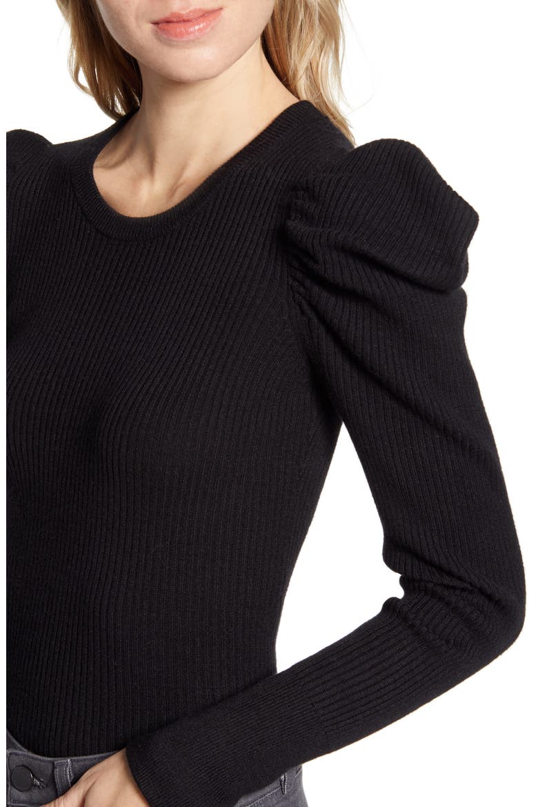 Allstone Puff Sleeve Sweater, Alternate, color, BLACK