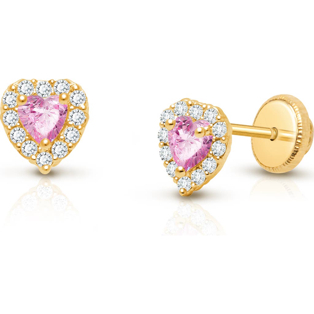 Tiny Blessings 14k Gold Blissful Heart Studs Screw Back Earrings In Multi