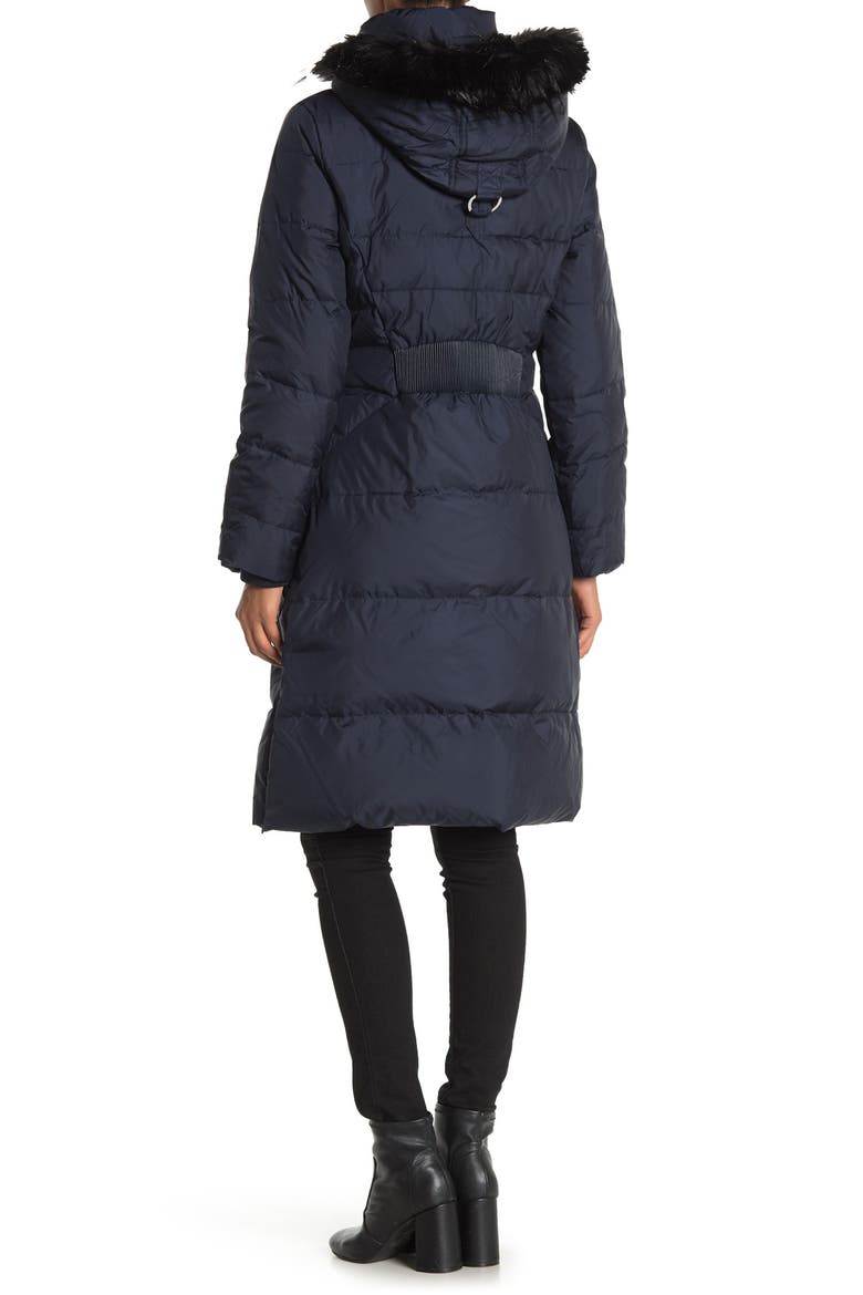 Faux Fur Hooded Jacket, Alternate, color, NAVY