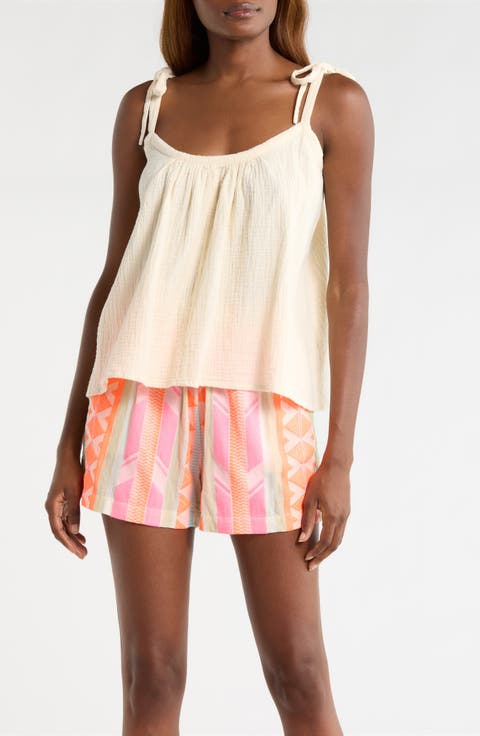 Tie Strap Cotton Gauze Cover-Up Top