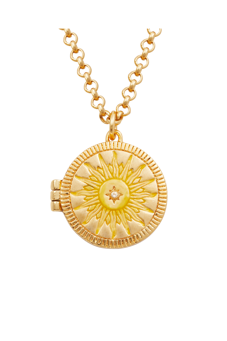 Sun Locket Necklace, Alternate, color, Gold