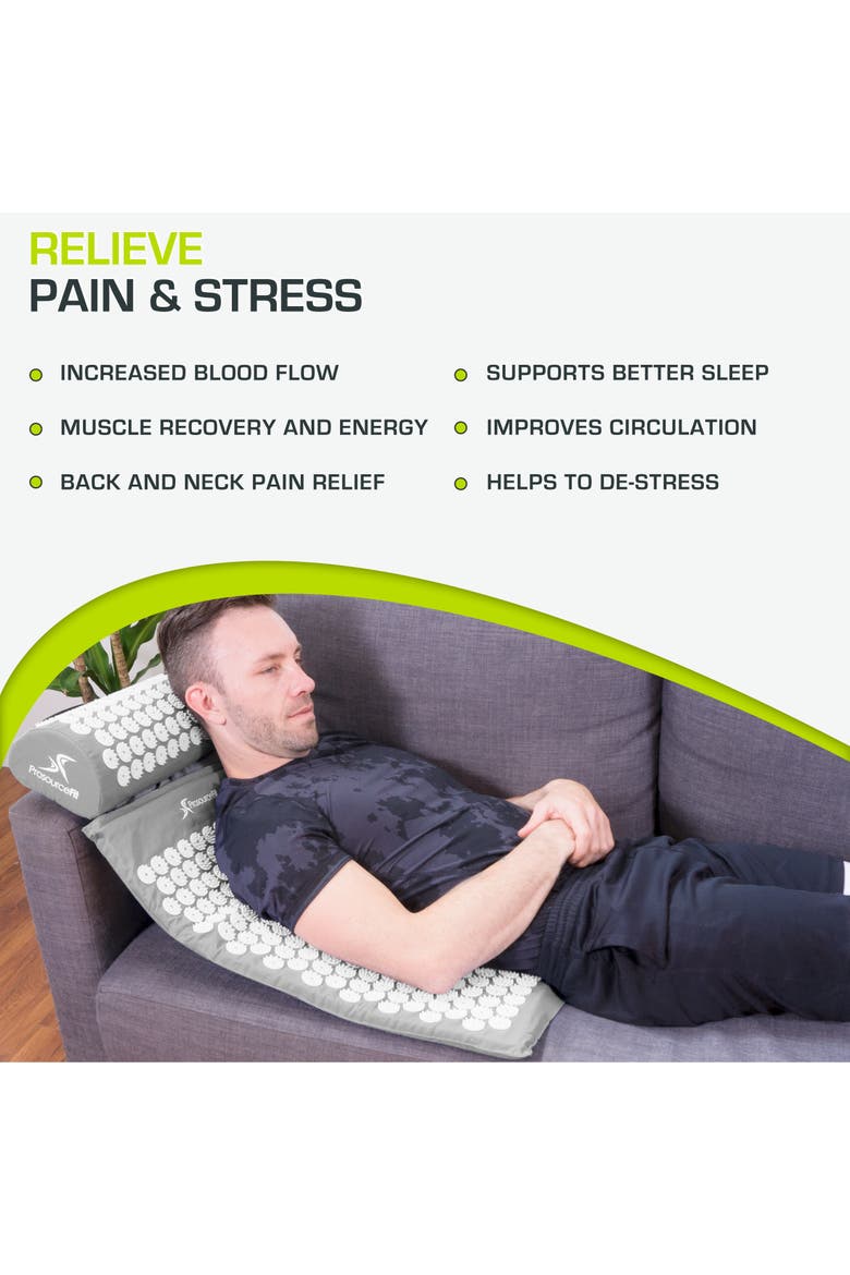 Acupressure Mat and Pillow Set, Alternate, color, Gray