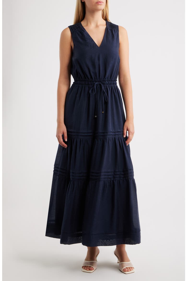 Pleated Maxi Dress, Main, color, MEDIEVAL BLUE