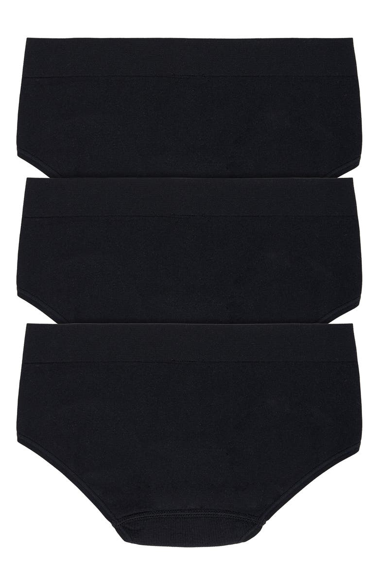 DKNY Energy 3-Pack Seamless Bikinis, Alternate, color, Black