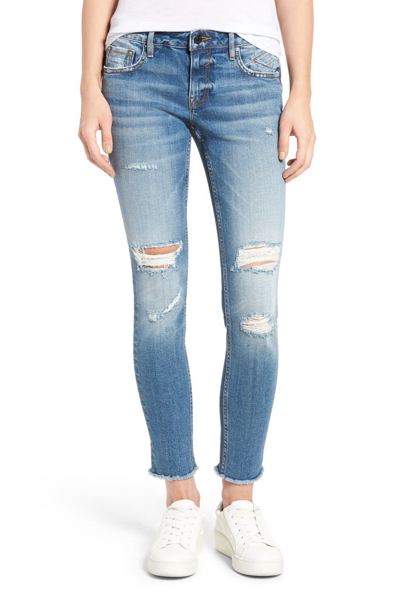 Chelsea Distressed Skinny Jeans, Main, color, MED WASH