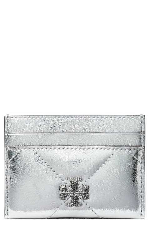 Kira Diamond Quilted Metallic Leather Card Case