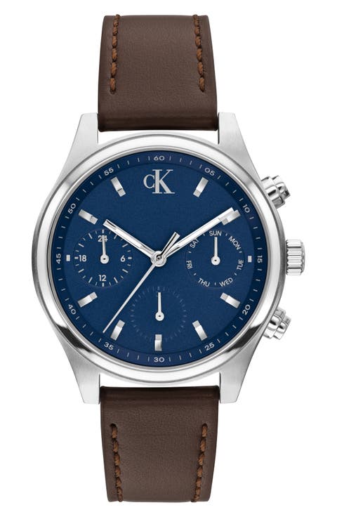Modern Vintage Leather Strap Watch, 38mm