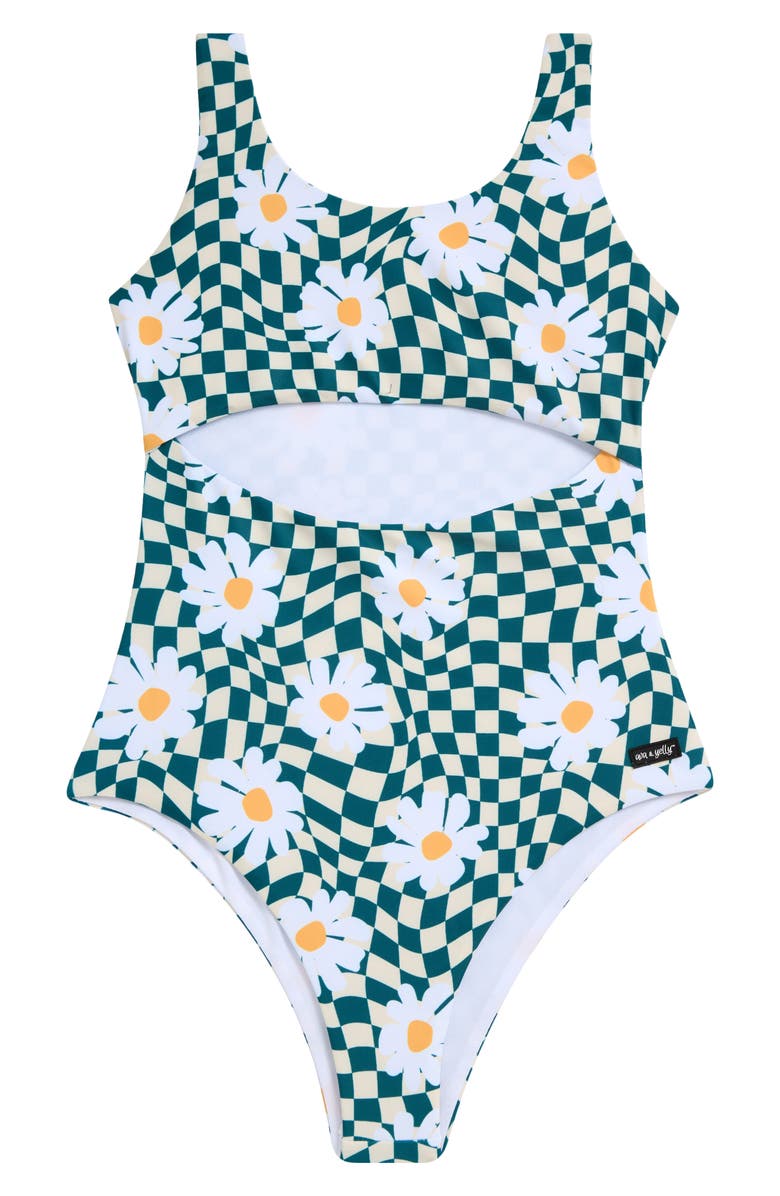 Ava & Yelly Kids' Cutout One-Piece Swimsuit, Main, color,