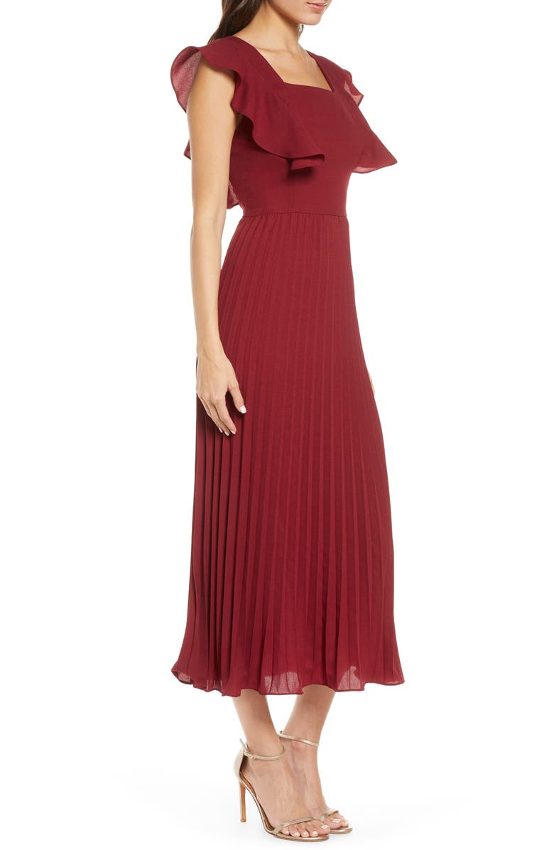 Chi Chi London Ensra Ruffle Sleeve Midi Dress, Alternate, color, 