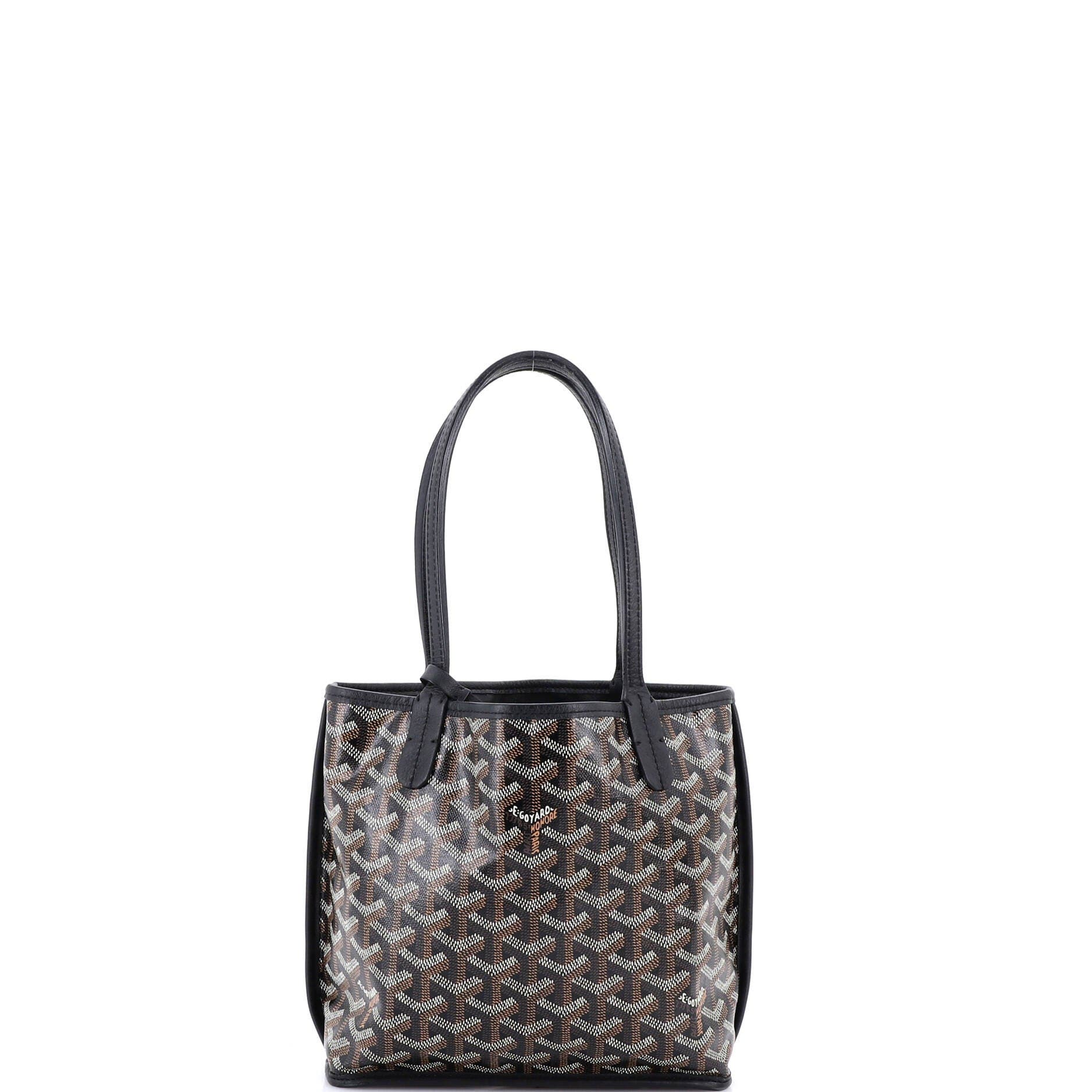 Pre-Owned Goyard Anjou Reversible Tote Coated Canvas Mini, Main, color, Black