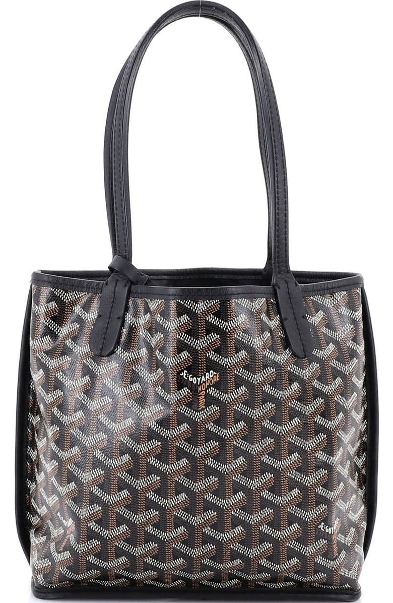 Pre-Owned Goyard Anjou Reversible Tote Coated Canvas Mini, Main, color, Black