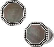Jan Leslie Octagon Gemstone Antique Sterling Cufflinks