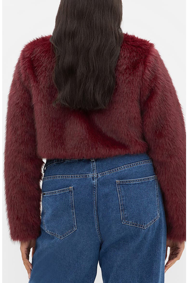 Angel Faux Fur Crop Jacket, Alternate, color, BORDEAUX