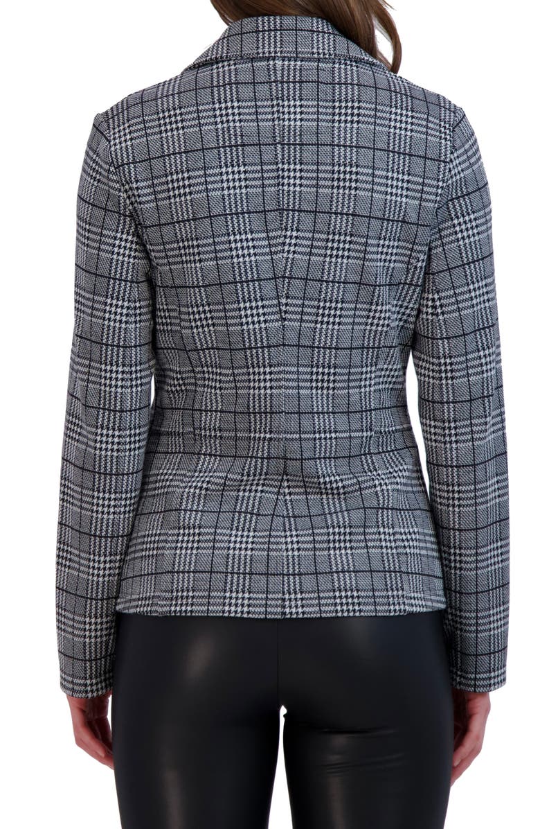 Ookie & Lala Glen Plaid Notch Lapel Full Zip Blazer, Alternate, color, Black/ White
