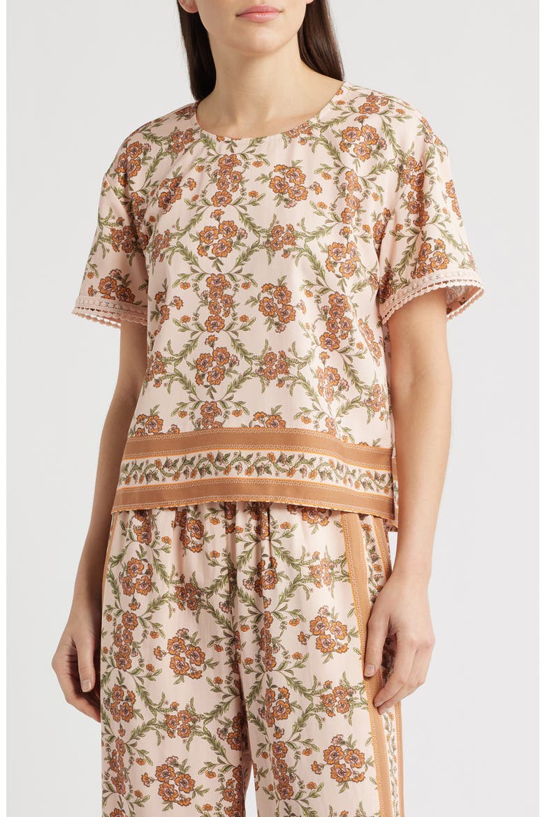 Floral Woven Top, Main, color, PUMICE/ TERRA