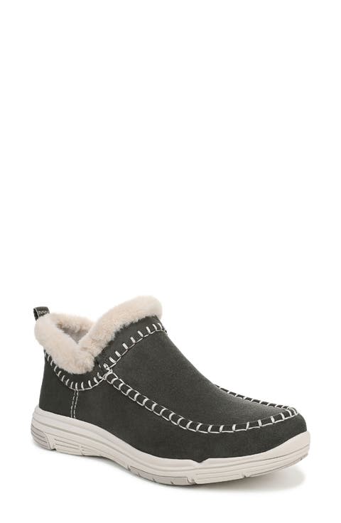 Arrow Faux Fur Trim Slip-On Bootie (Women)