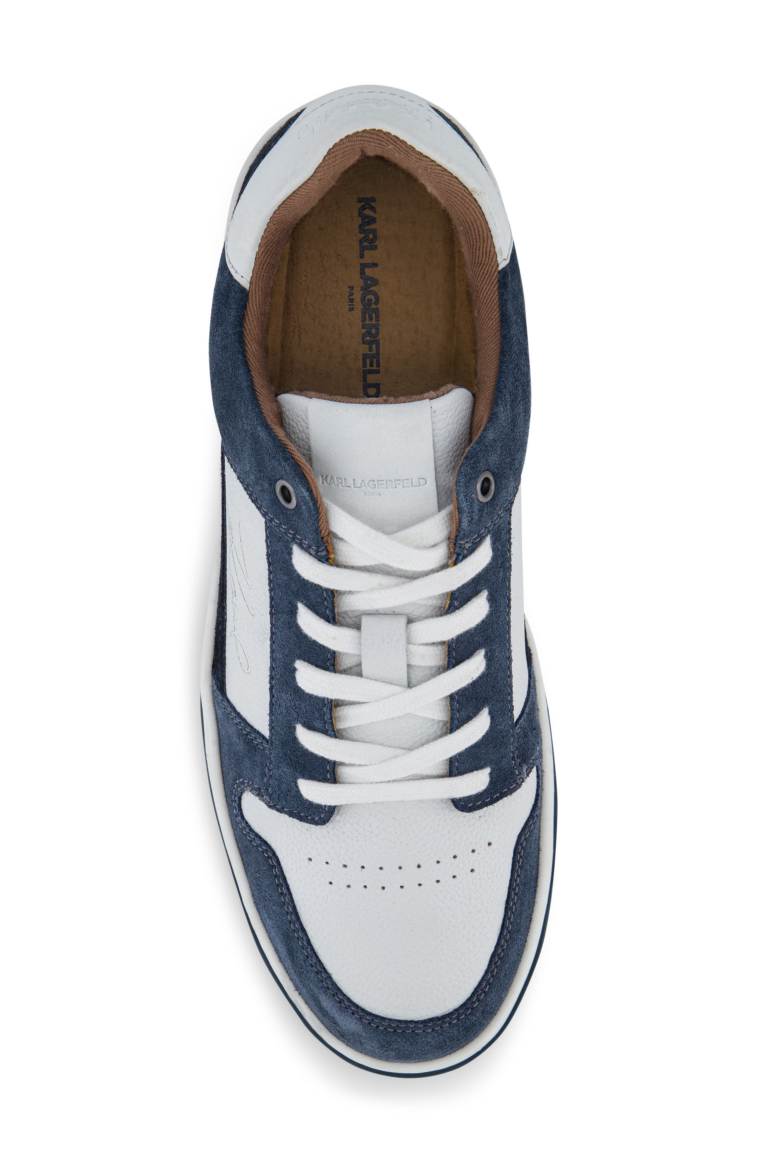 KARL LAGERFELD PARIS Roland Leather & Suede Low Top Sneaker, Alternate, color, Blue