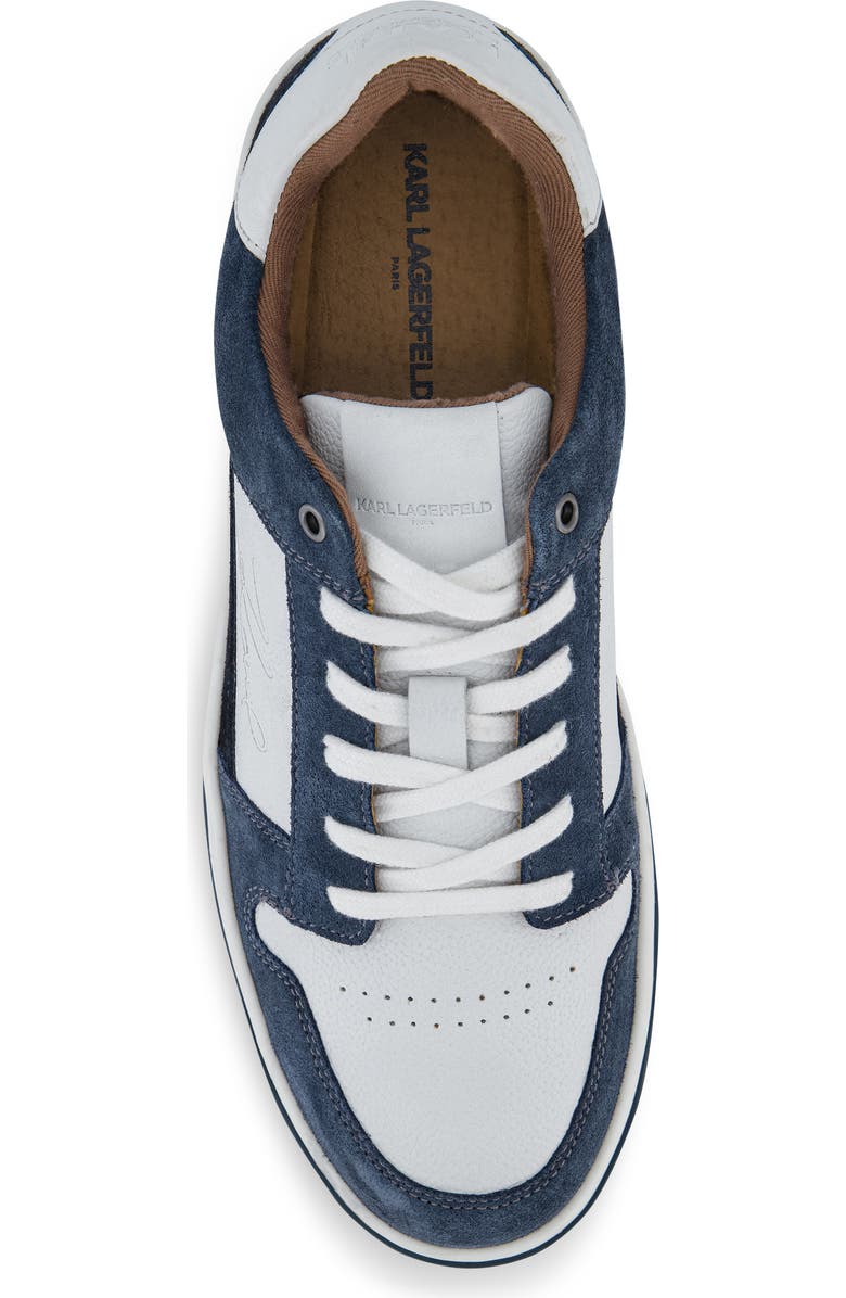 KARL LAGERFELD PARIS Roland Leather & Suede Low Top Sneaker, Alternate, color, Blue