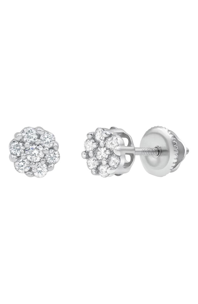 LuvMyJewelry Lab Grown Diamond Cluster Stud Earrings, Main, color, 14K White Gold