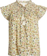 Cleobella Dira Smocked Tassel Tie Organic Cotton Top