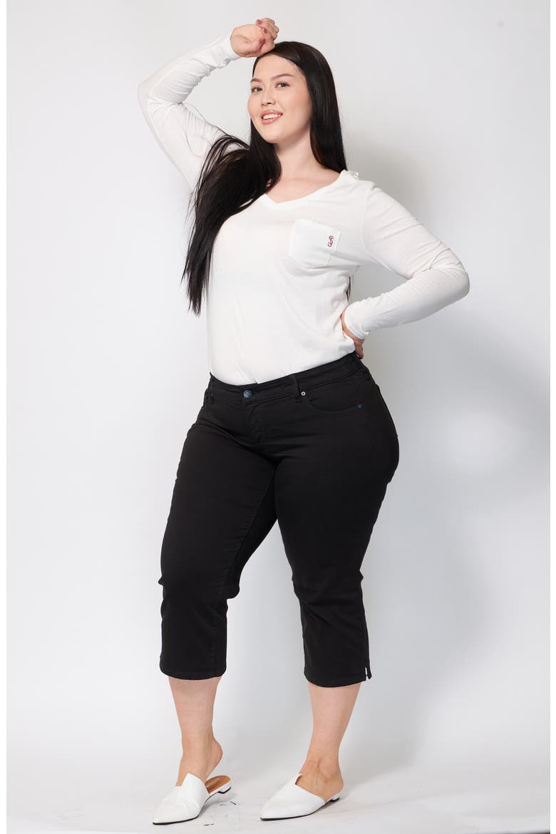 Straight Leg Capri Jeans, Alternate, color, SOLID BLACK