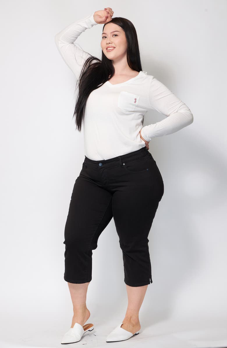 SLINK Jeans Straight Leg Capri Jeans, Alternate, color, Solid Black