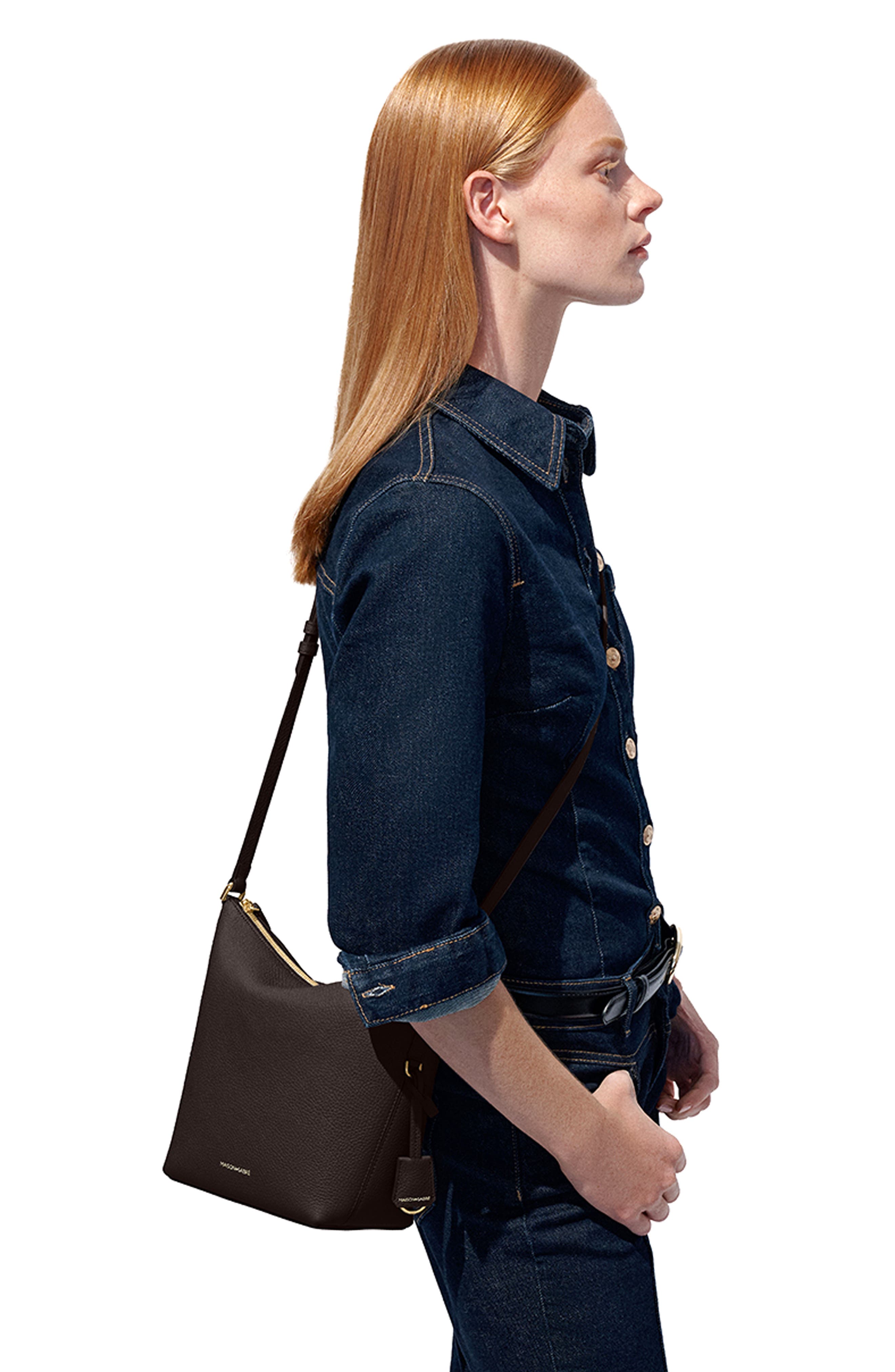 The Zipped Bucket Bag, Alternate, color, Espresso Brown