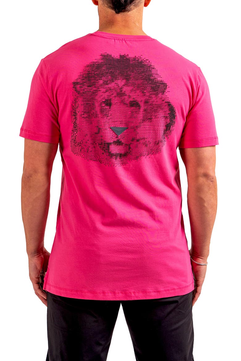 Lion Zeus Embellished T-Shirt, Alternate, color, PINK
