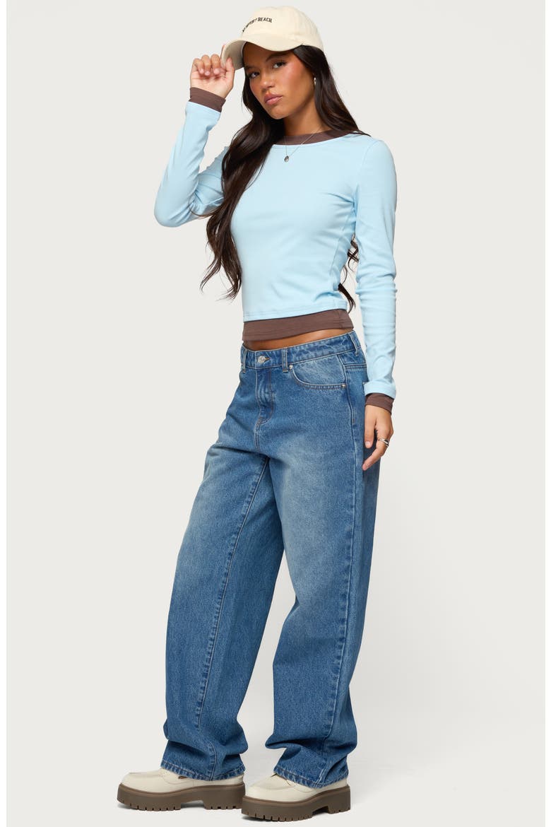 Layered Look Long Sleeve Stretch Cotton Top, Alternate, color, LIGHT-BLUE