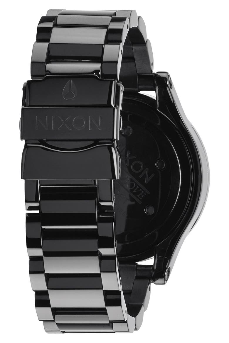 'The Facet' Round Bracelet Watch, 42mm, Alternate, color, ALL BLACK