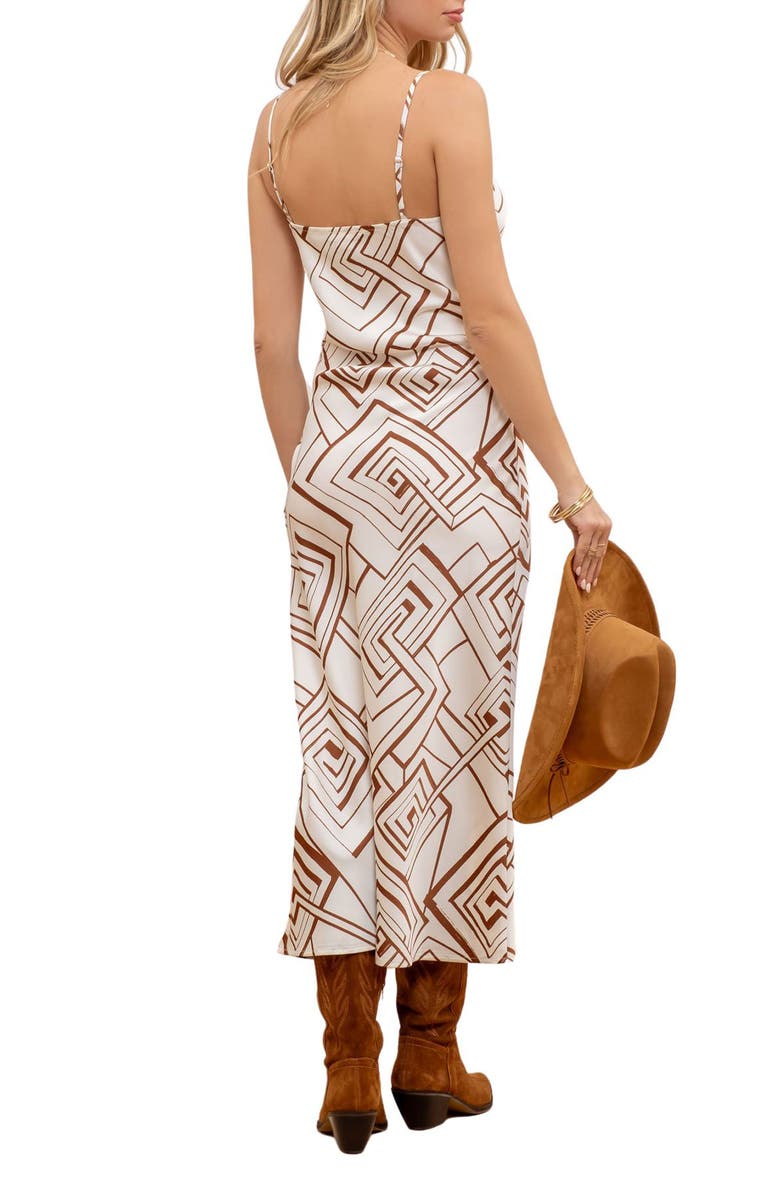 Blu Pepper Geometric Front Tie Midi Dress, Alternate, color, 