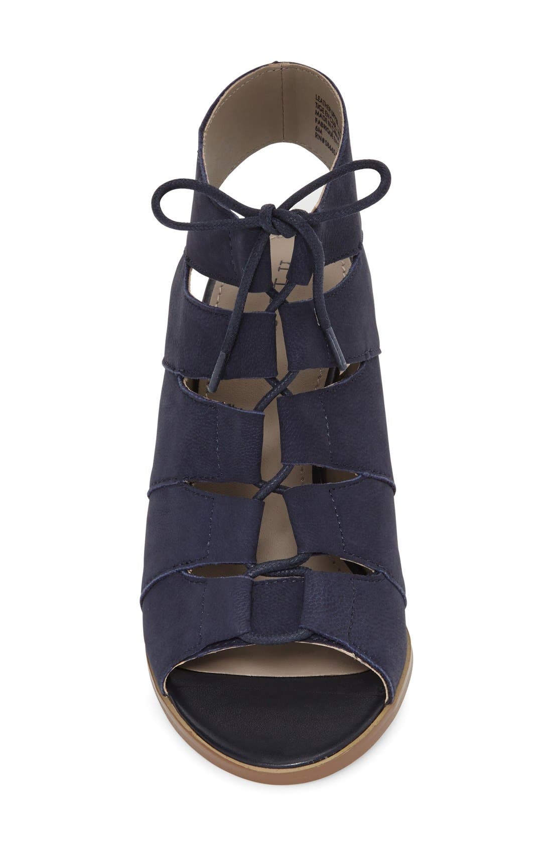 'Drea' Peep Toe Leather Sandal, Alternate, color, NAVY NUBUCK