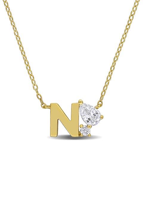 Initial Lab Created White Sapphire Pendant Necklace
