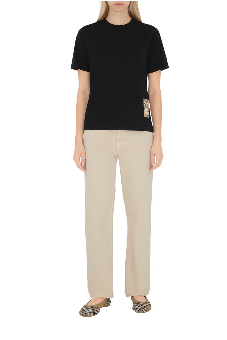 Check Label Cotton T-shirt, Main, color, Black