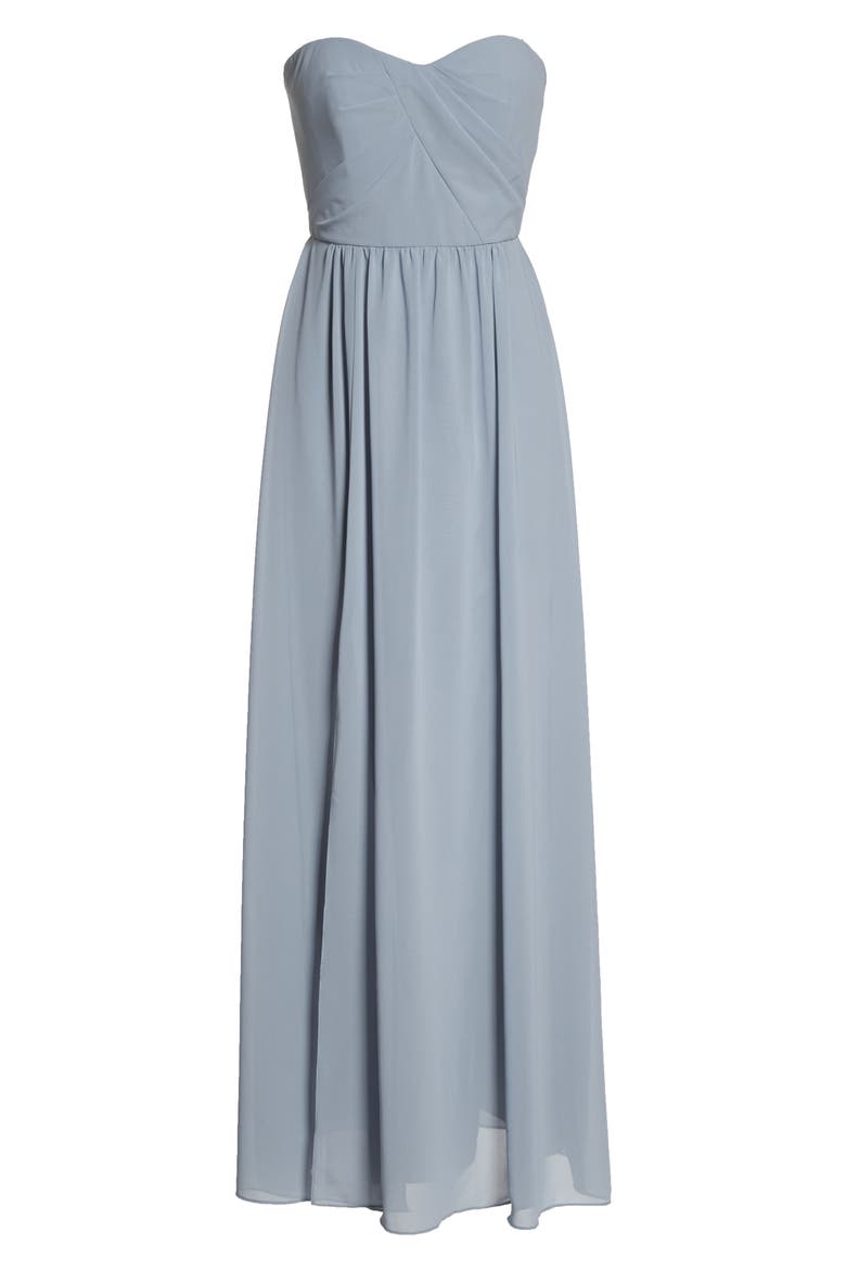 Strapless Georgette A-Line Gown, Alternate, color, PLATINUM