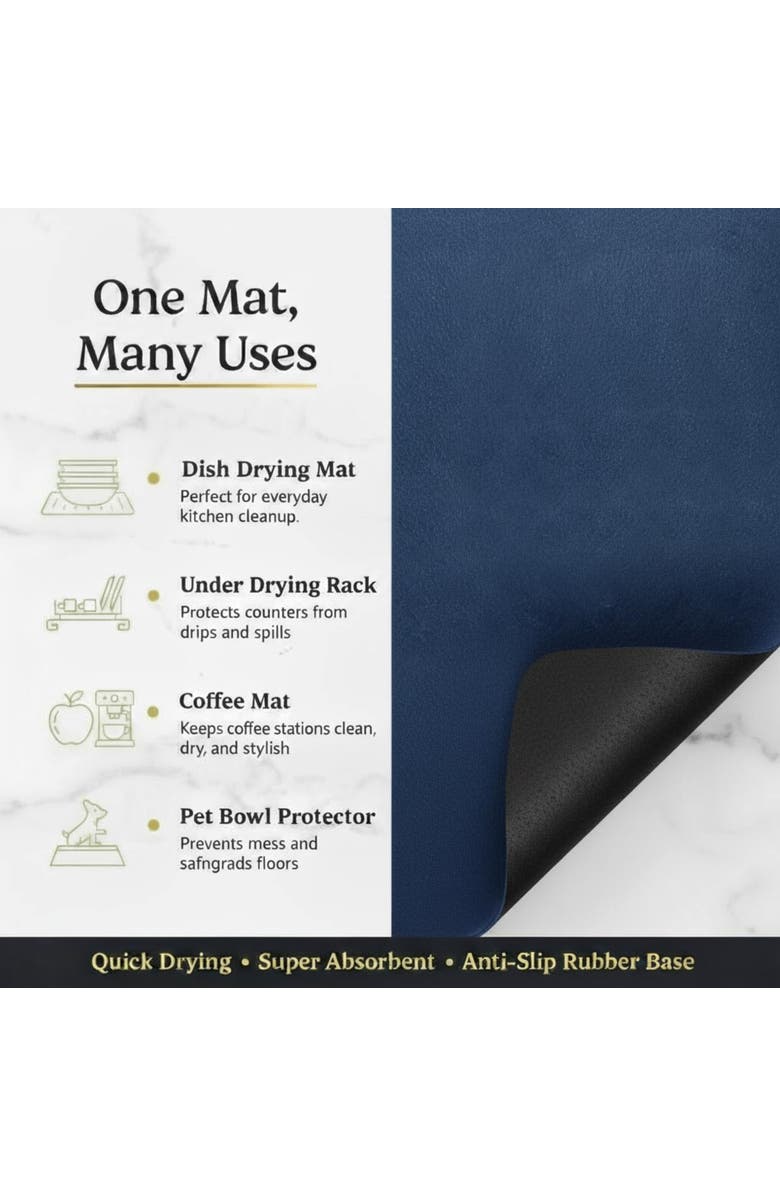 STRABELLA Large Navy Dish Drying Mat, Alternate, color, Multicolored