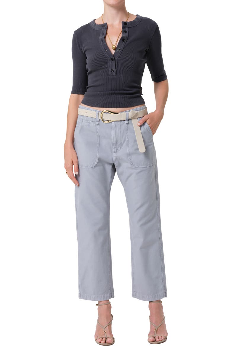 Citizens of Humanity Nali Mineral Wash Elbow Sleeve Henley, Alternate, color, Charcoal Mineral