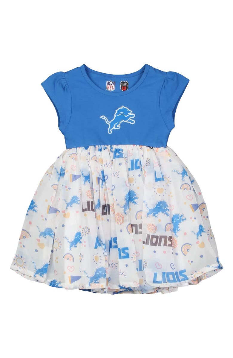 Wes & Willy Girls Toddler Wes & Willy Blue Detroit Lions Princess Dress, Alternate, color, 