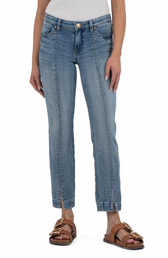 KUT from the Kloth Stevie Seamed Split Hem Low Rise Slim Straight Leg Jeans